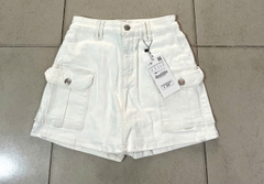 Short váy Zara chất denim co giãn 2 túi hộp