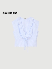 ÁO DÁNG CROP KẺ SỌC BÈO NHÚN