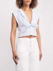 ÁO DÁNG CROP KẺ SỌC BÈO NHÚN