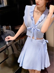 ÁO DÁNG CROP KẺ SỌC BÈO NHÚN