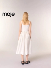 Váy Maje trắng 2 dây đính cườm bling