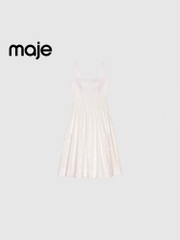 Váy Maje trắng 2 dây đính cườm bling