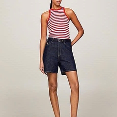 Short jean Tommy màu chàm dáng lửng