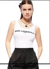 Top thun 3 lỗ Karl Largerfeld thêu chữ ngực