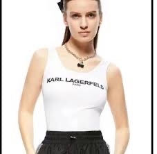 Top thun 3 lỗ Karl Largerfeld thêu chữ ngực