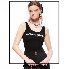 Top thun 3 lỗ Karl Largerfeld thêu chữ ngực