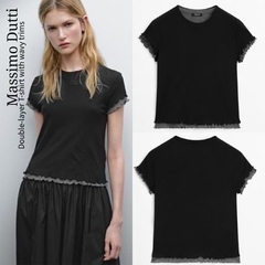 Tshirt Massimo Dutti cổ tròn 2 lớp