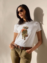 Áo thun cotton hình gấu Polo phi công