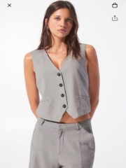 Áo gile đũi Pull&Bear basic