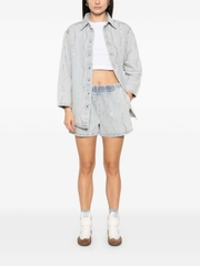 Áo denim Sandro cổ bẻ bling