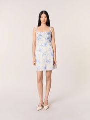 Váy lụa Maje hoa xanh 2 dây sexy back