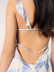 Váy lụa Maje hoa xanh 2 dây sexy back