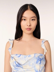Váy lụa Maje hoa xanh 2 dây sexy back