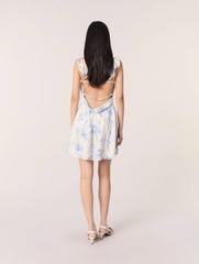 Váy lụa Maje hoa xanh 2 dây sexy back