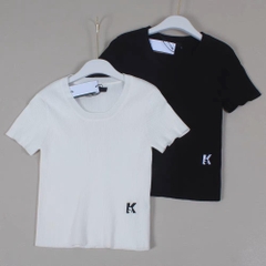 Áo len tăm cộc tay Karl 2 màu thêu logo K