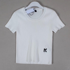 Áo len tăm cộc tay Karl 2 màu thêu logo K
