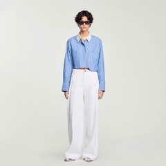 Sơ mi dáng crop kẻ sọc Sandro