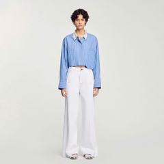 Sơ mi dáng crop kẻ sọc Sandro