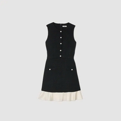Đầm ngắn vải tweed hai tông màu