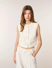 Áo khoác gile tweed sequin dáng ngắn croptop