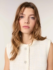 Áo khoác gile tweed sequin dáng ngắn croptop