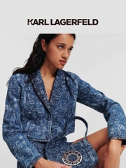 Túi Karl logo kim loại denim