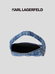 Túi Karl logo kim loại denim