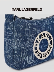 Túi Karl logo kim loại denim