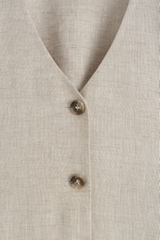 Váy COS linen sát nách khuy trước dáng A kèm belt