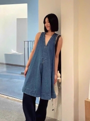 Váy COS denim suông cổ V sát nách