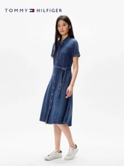 Váy denim Tommy cổ đức kèm belt