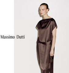 Váy maxi Massimo Dutti nâu kèm belt