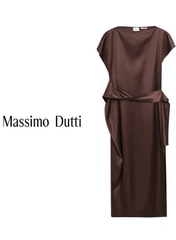 Váy maxi Massimo Dutti nâu kèm belt