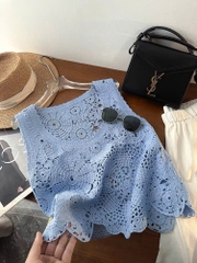 Top MNG sợi dệt màu xanh pastel