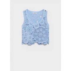 Top MNG sợi dệt màu xanh pastel