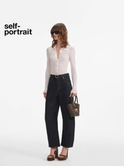 Áo thun Sel-Portrait cổ bẻ dài tay khuy trước