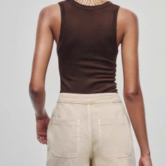 Short váy Zara màu camel khuy ngọc dư xịn