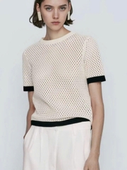 Top MassimoDutti sợi dệt cổ tròn