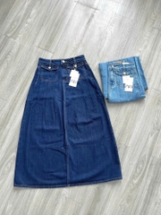 Chân váy denim Zara midi ly trước