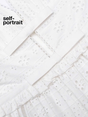 Váy maxi Sel-Portrait ren dập sát nách nơ ngực