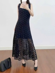 Maxi Maje đính hạt bling màu navy