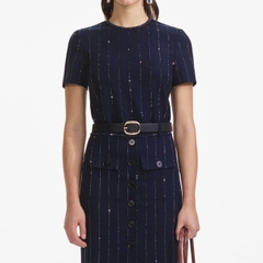 Áo Sel-Portrait cổ tròn bling navy (tách set)