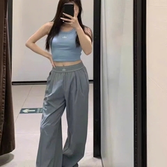 Quần suông ALO cạp chun - Xanh dương