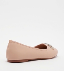 Giày búp bê Nine West hồng nude mũi xích đá