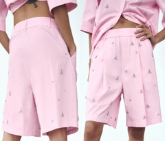 Quần Short Zara đính đá hồng chun