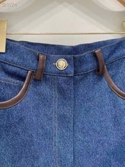 Quần short denim viền da nâu Sandro