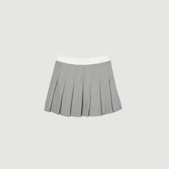 Chân váy Sandro khaki xếp ly màu tàn cạp trắng