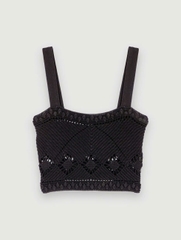Tank top MAJE đen 2 dây họa tiết tim viền