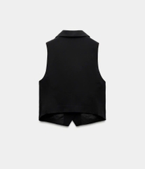 Gilett Zara đen cổ be 2 túi dư xịn