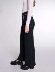 Quần suông MAJE dạ tweed đen bling kèm belt xích (set 3pcs tách)